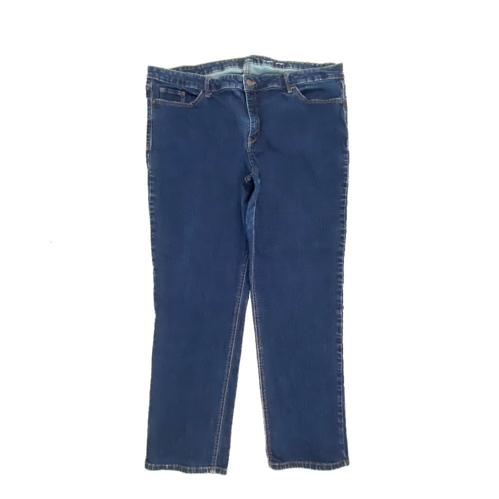 Crown & Ivy Straight Leg Women's size 24W Dark Wash Blue Denim‎ Jeans